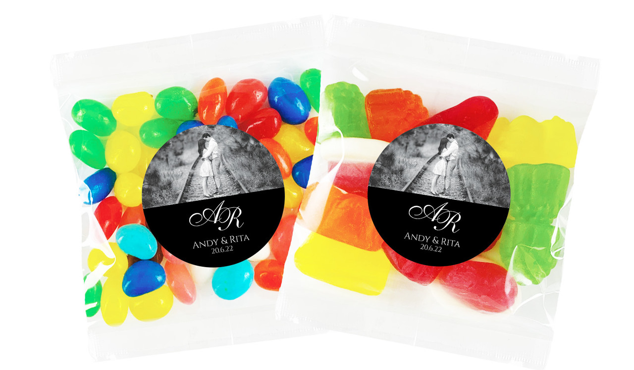 Add A Photo - Black Personalised Jelly Bean Bag Favour