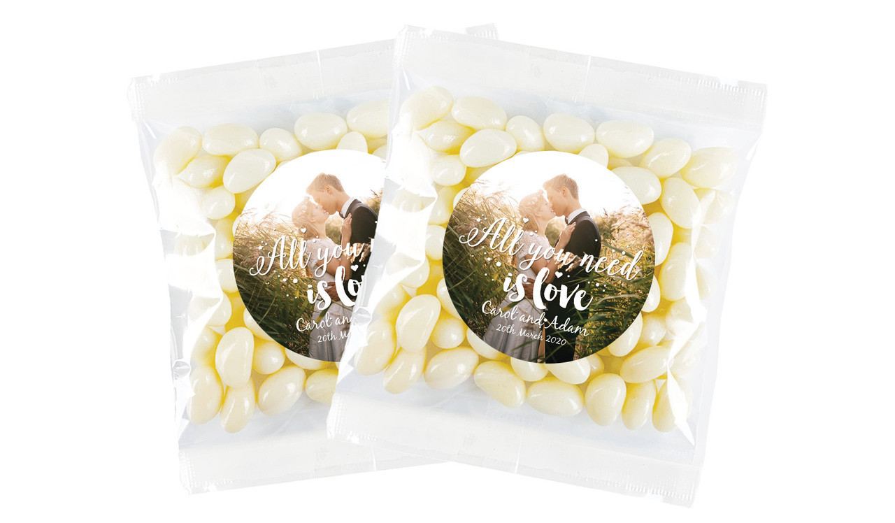 All You Need Is Love Personalised Jelly Bean Bag Favour