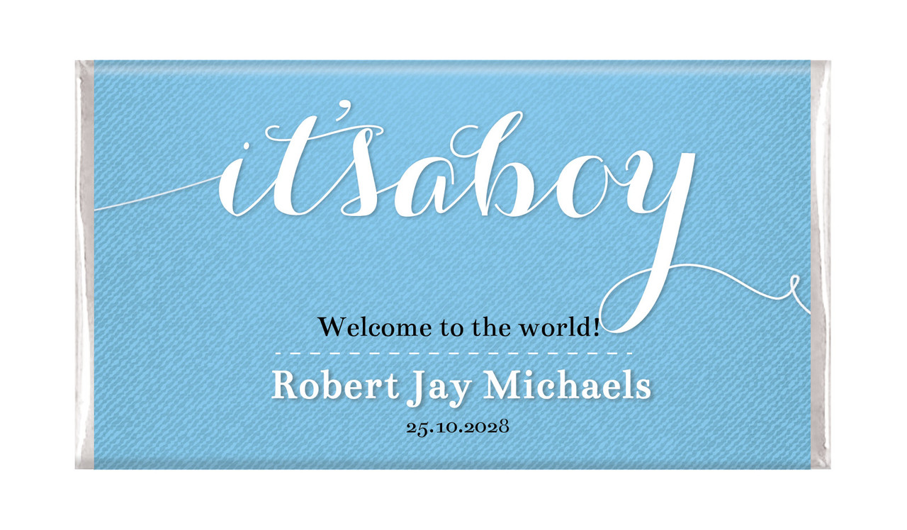 Flowing It's A Boy Blue Personalised Chocolate Bar