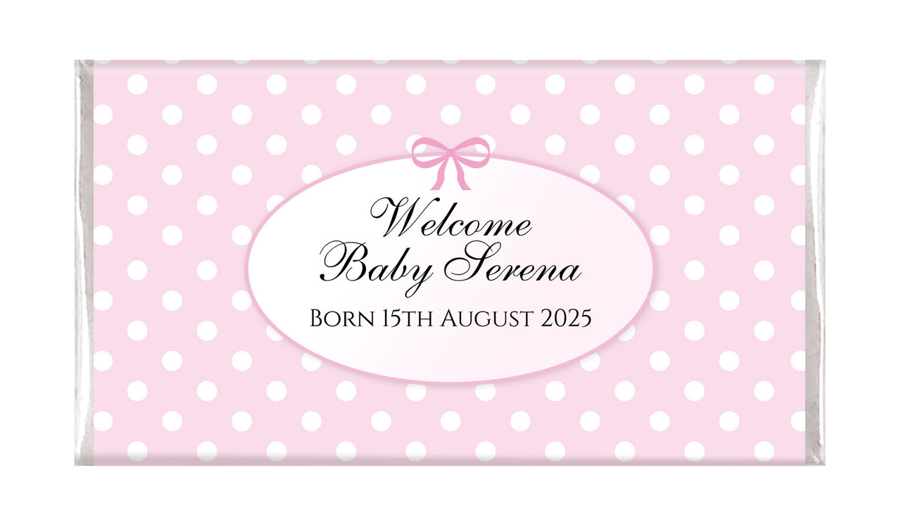 Polkadot Pink Personalised Chocolate Bar