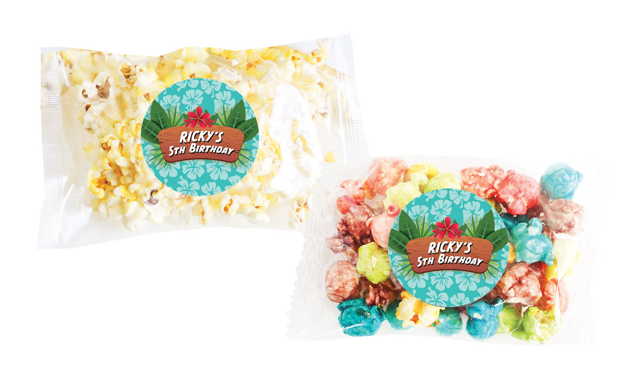 Hawaiian Luau Birthday Personalised Popcorn Bag