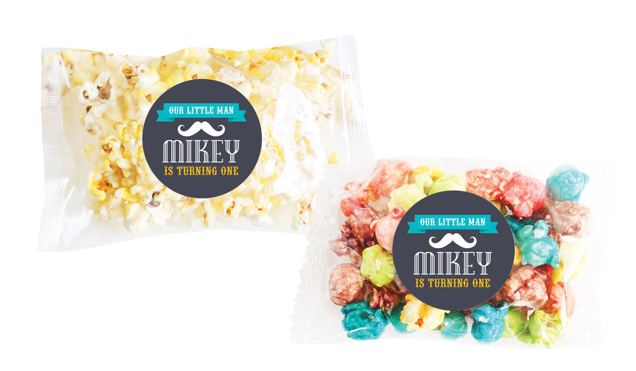 Little Man Moustache Birthday Personalised Popcorn Bag