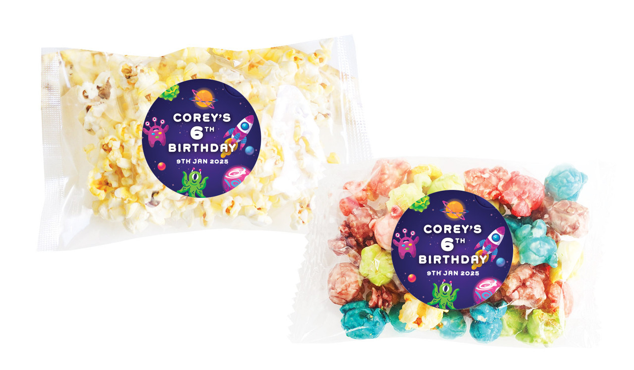 Outerspace Birthday Personalised Popcorn Bag