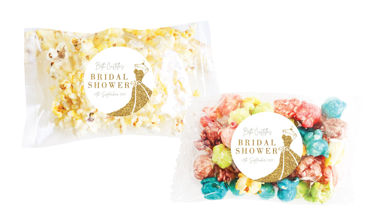 Glitter Dress Bridal Shower Personalised Popcorn Bag