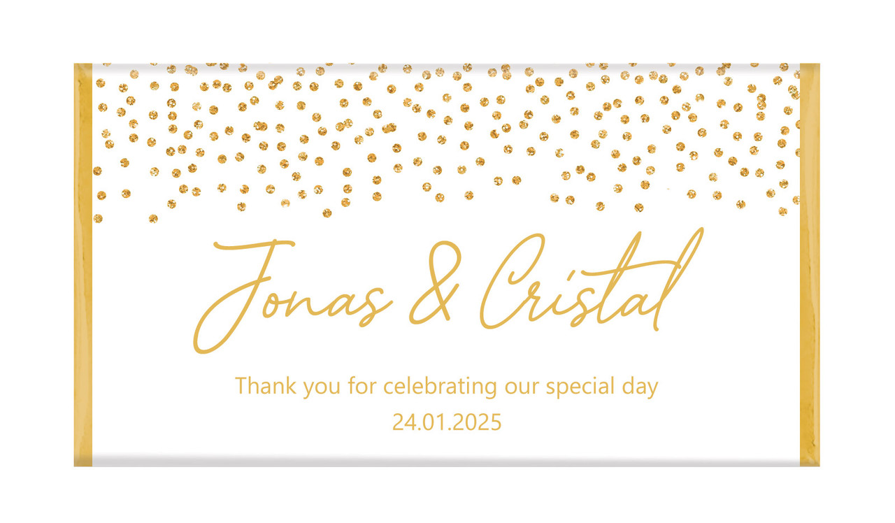 Gold Confetti Personalised Chocolate Bar