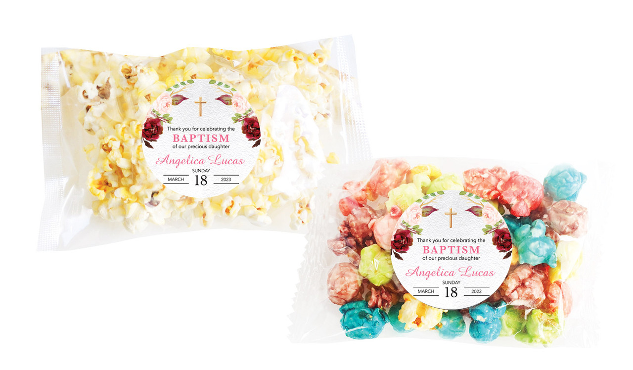 Pink Masala Christening Personalised Popcorn Bag