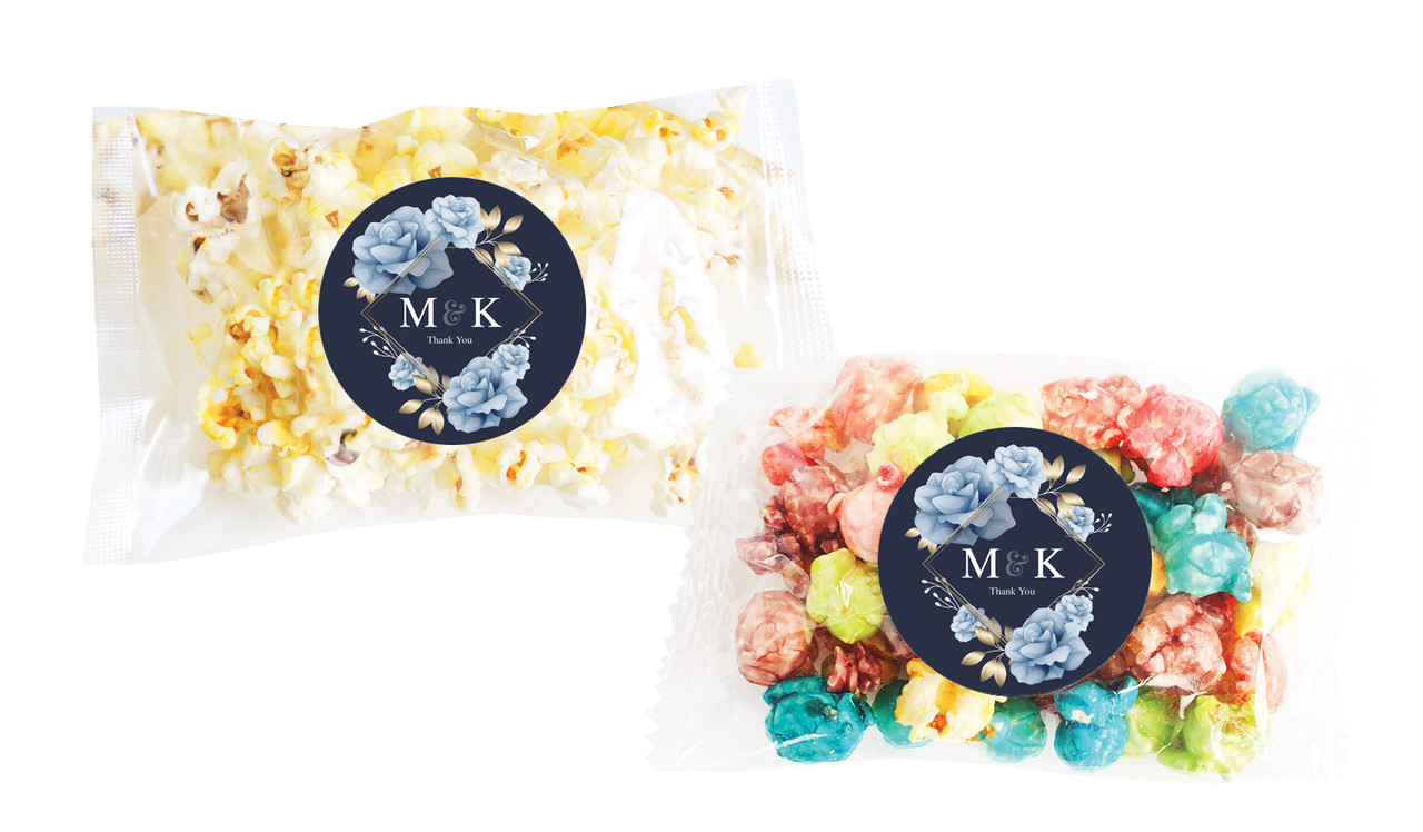 Flowers On Navy Engagement Personalised Popcorn Bag