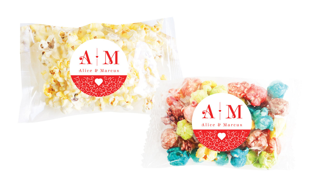 Ornamental Monogram Engagement Personalised Popcorn Bag