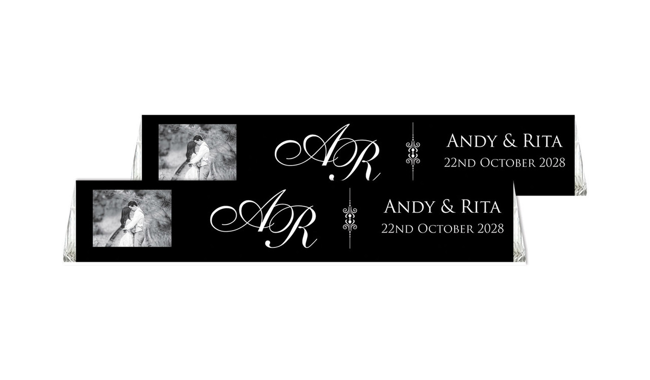 Add A Photo In Black Personalised Toblerone Wedding Chocolates 50g