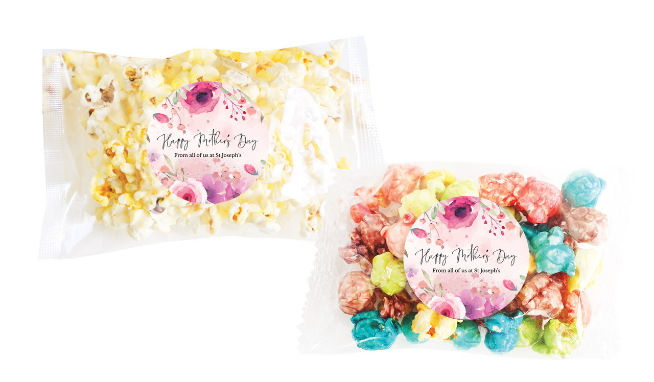 Floral Watercolour Mothers Day Personalised Popcorn Bag