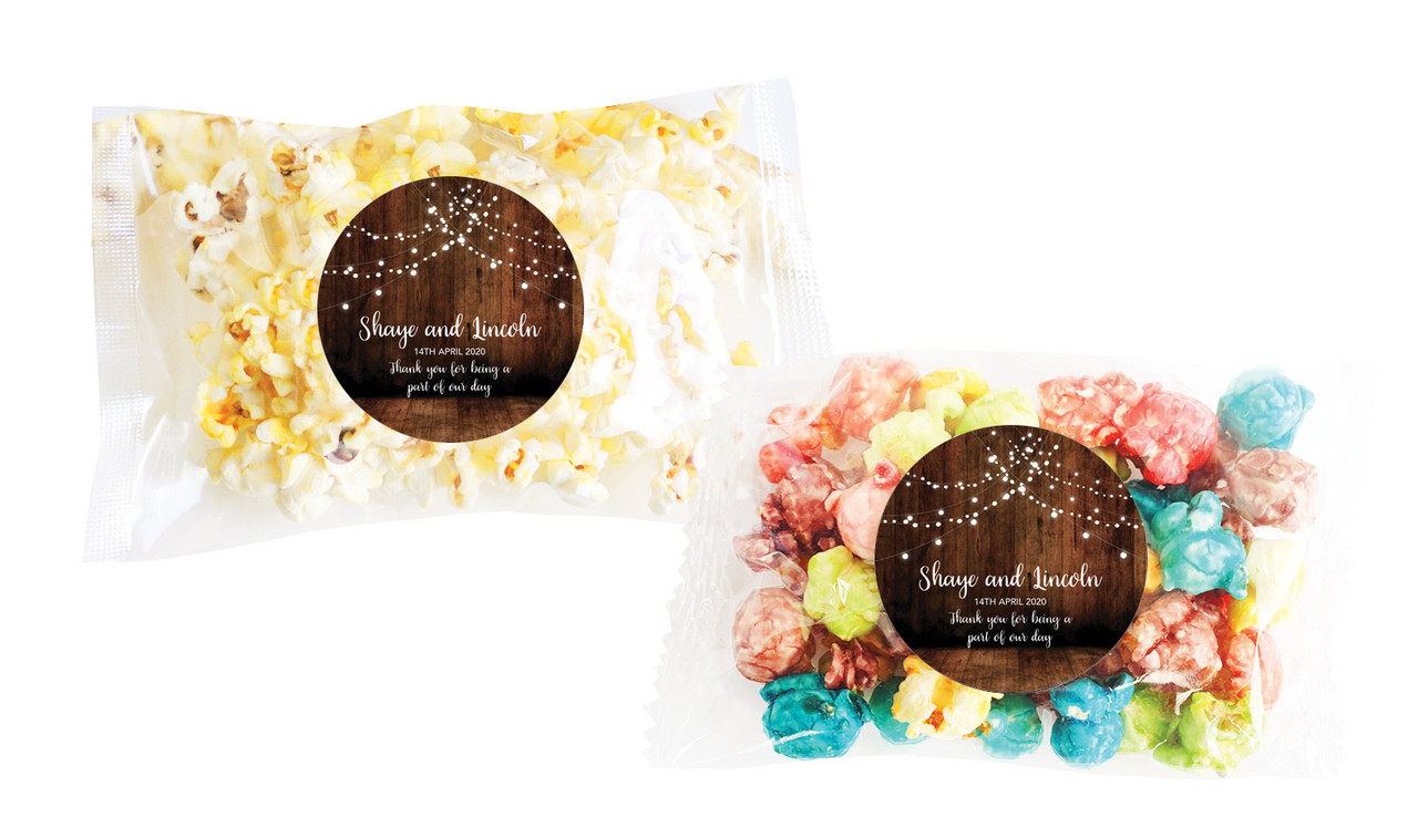 Wood Bunting Wedding Personalised Popcorn Bag