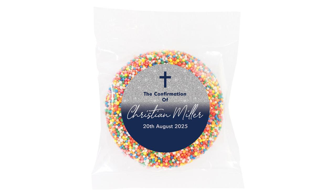 Blue and Silver glitter Confirmation Personalised Giant Freckle