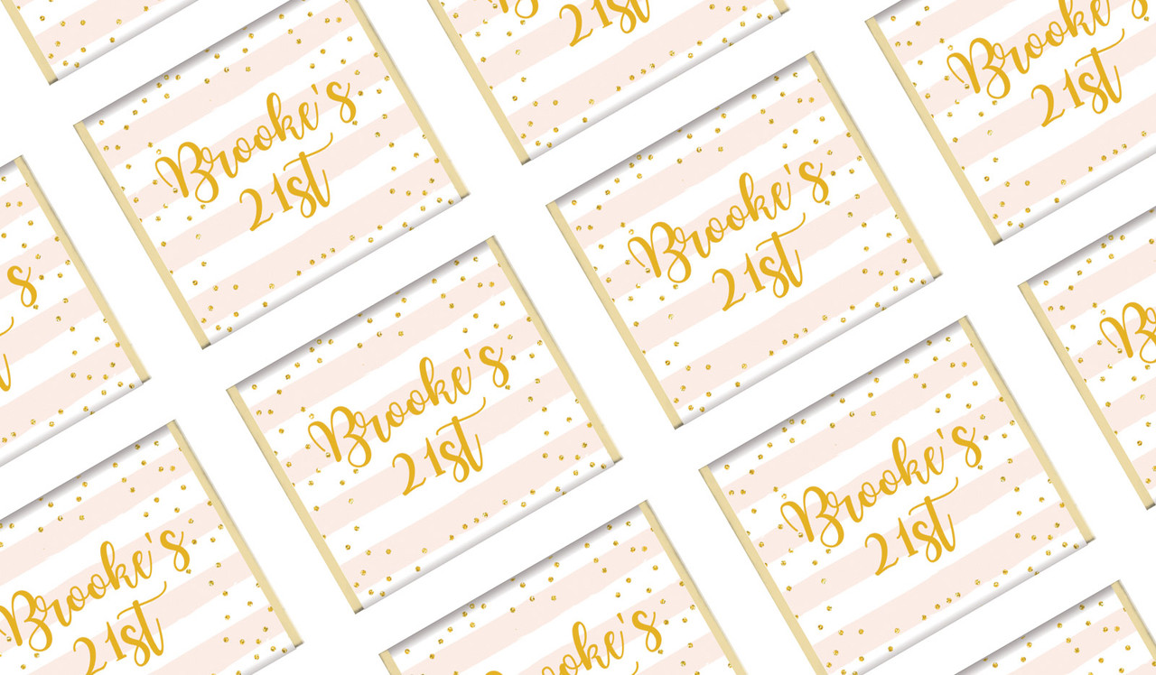 Striped Gold Confetti Personalised Mini Chocolates