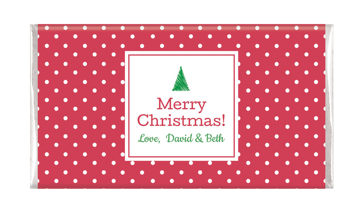 Red Polkadot Personalised Christmas Chocolate Bar