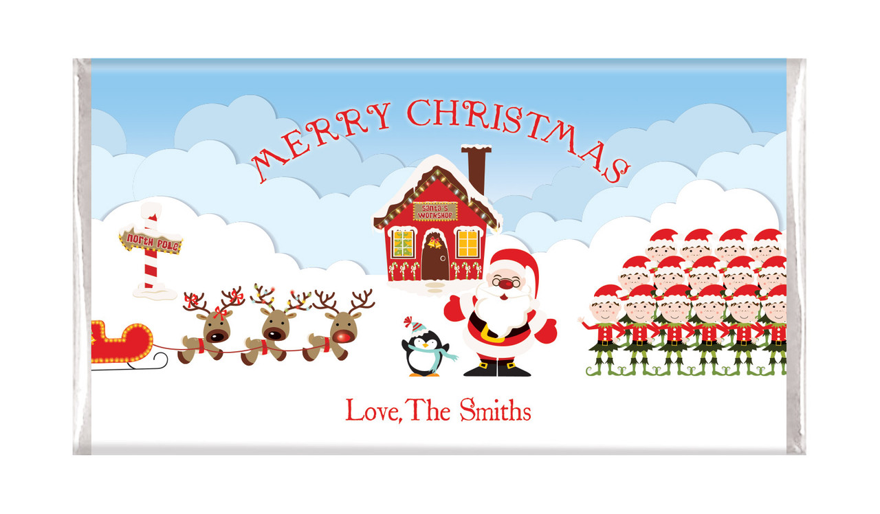 Santas Workshop Christmas Personalised Chocolate Bar