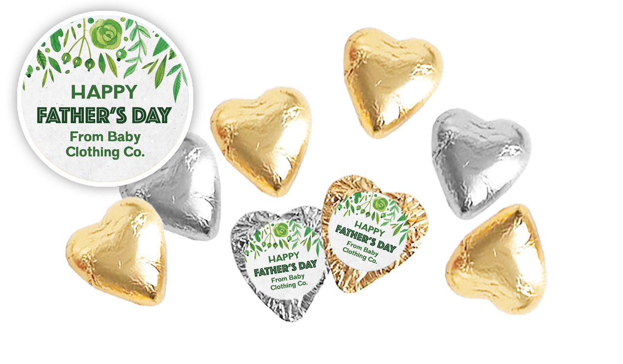Garden Greenery Fathers Day Personalised Foil Chocolate Hearts