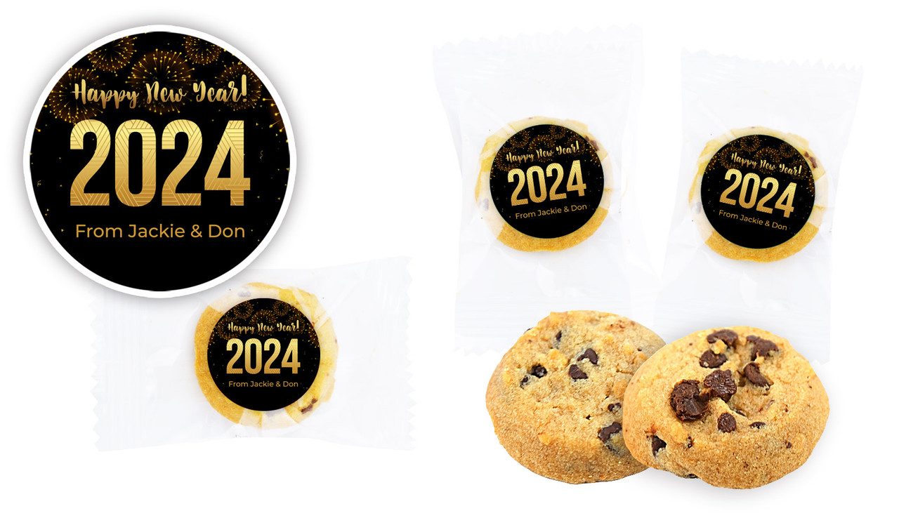 Black And Gold Personalised New Years Eve Bite-Size Cookie 5g