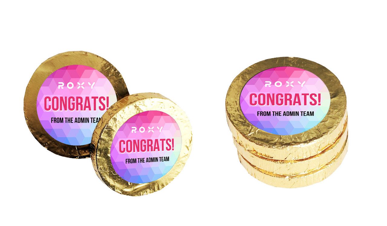 Geometric Congratulations Chocolate Coins (Gold Or Silver)