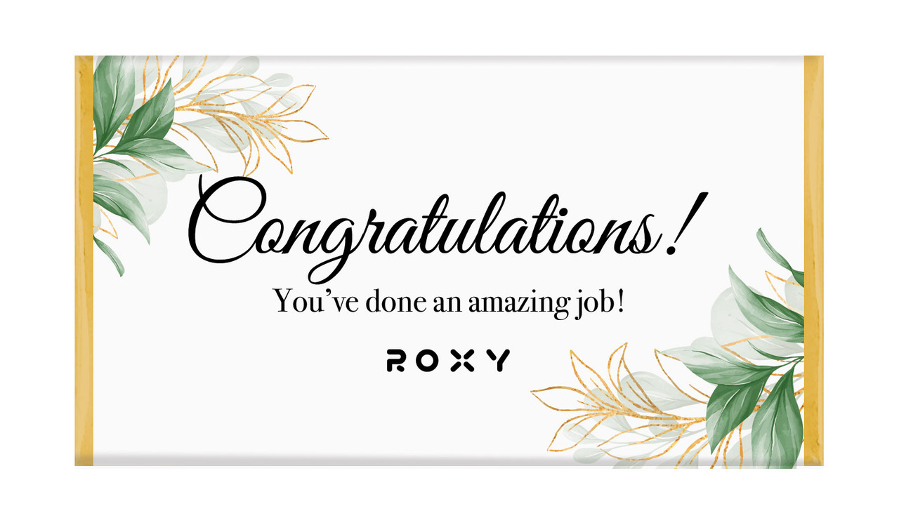 Gold And Green Leaves Congratulations Personalised Chocolate Bar