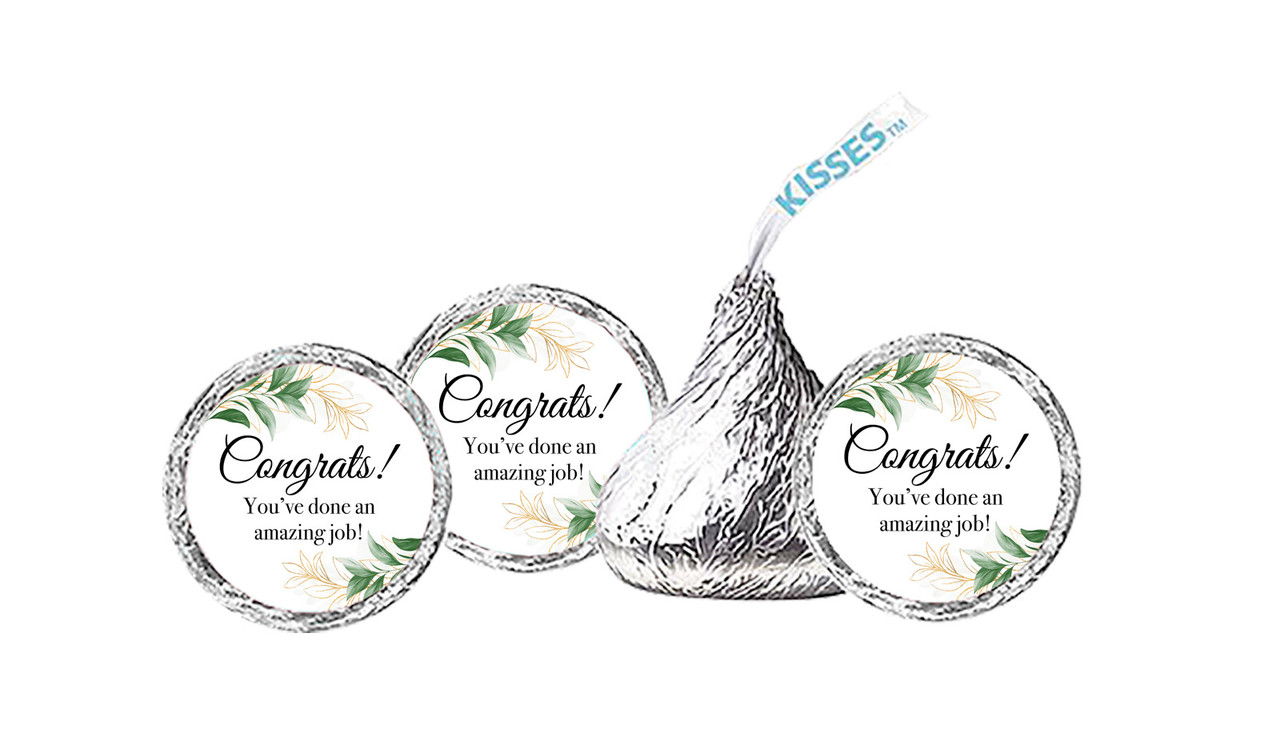 Gold And Green Leaves Congratulations Personalised Hersheys Kisses