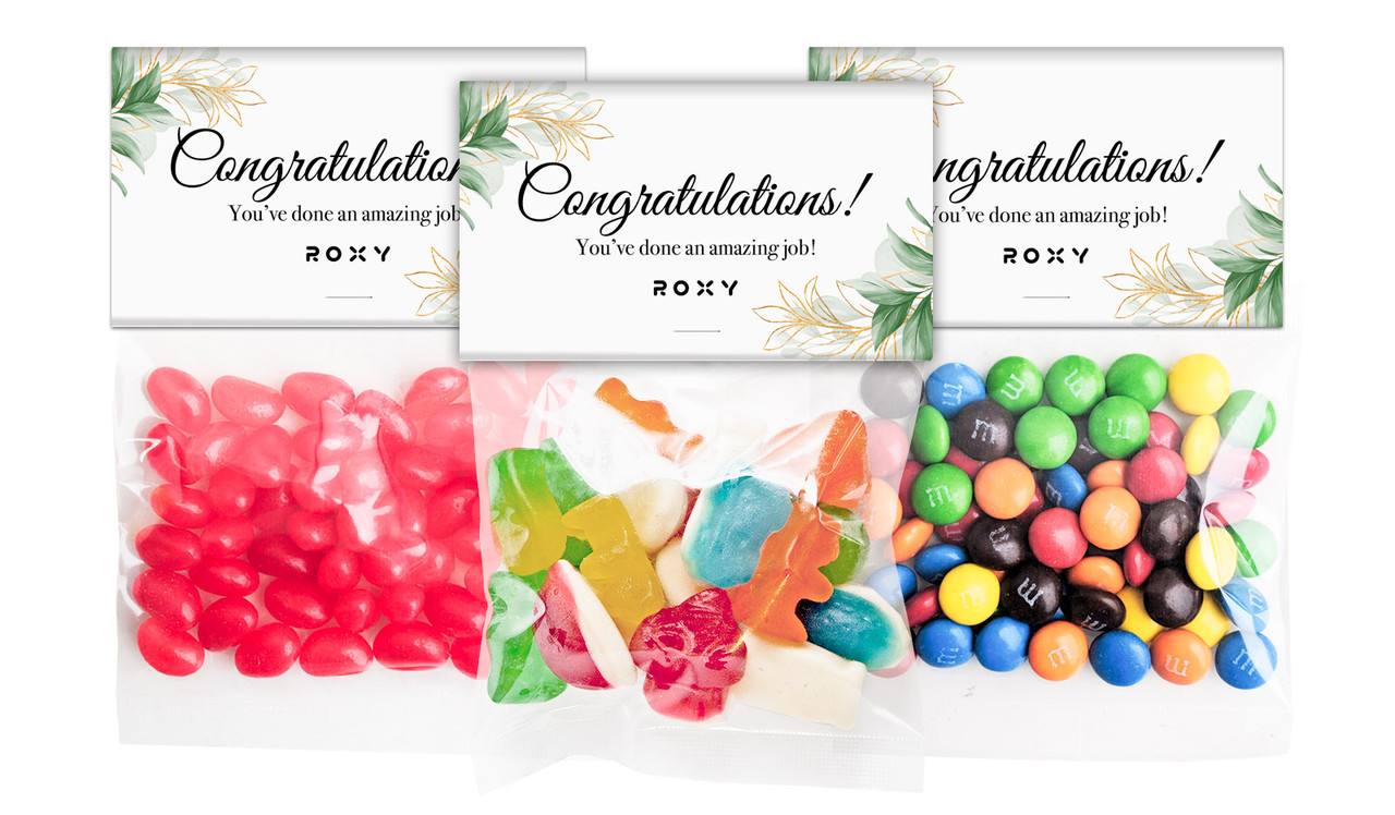 Gold And Green Leaves Congratulations Custom Lolly Bag With Topper