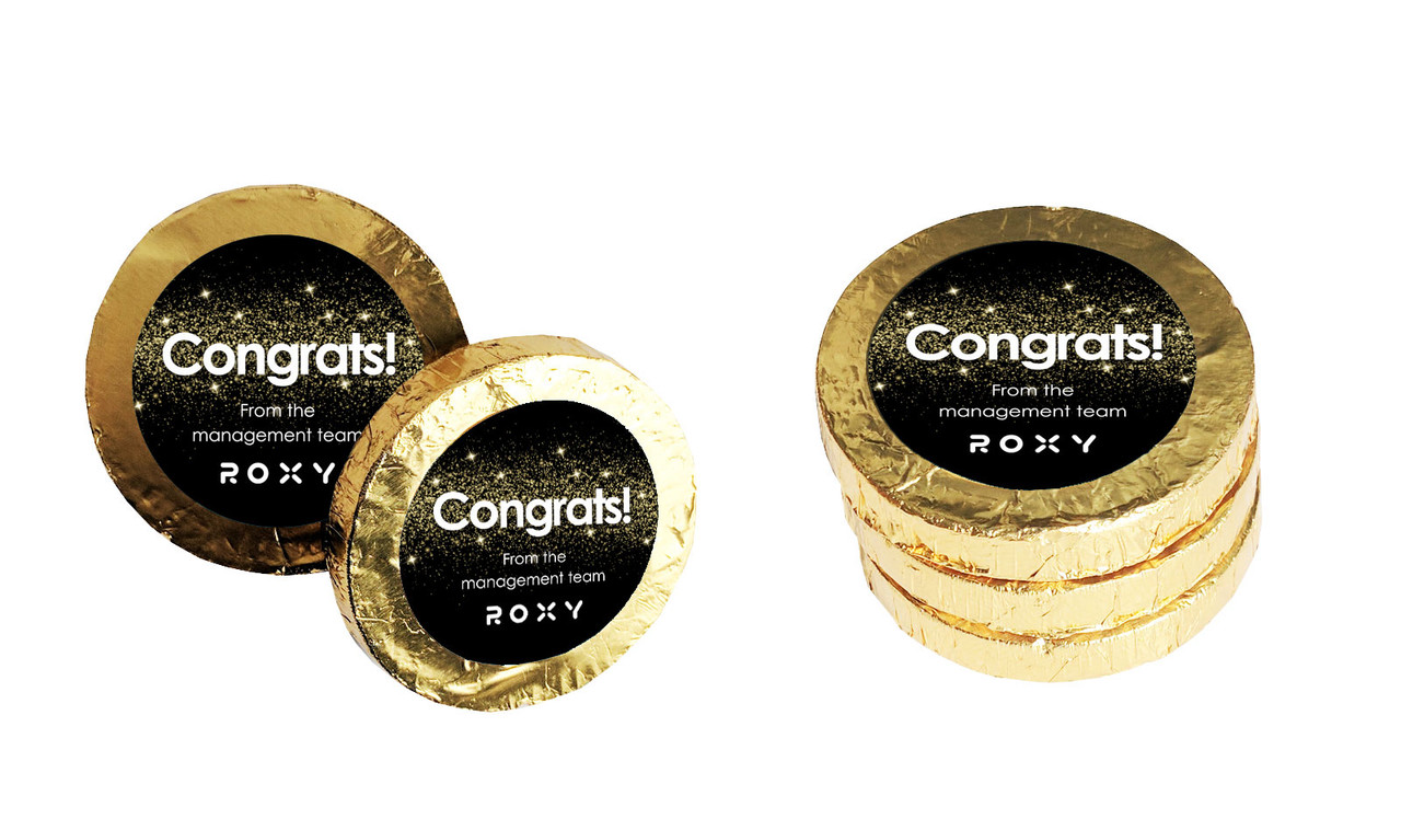 Gold Dust Congratulations Chocolate Coins (Gold Or Silver)