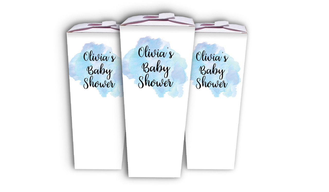 A Splash Of Watercolour Blue Baby Shower Personalised Chocaboxes