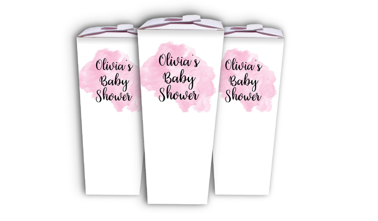 A Splash Of Watercolour Pink Baby Shower Personalised Chocaboxes