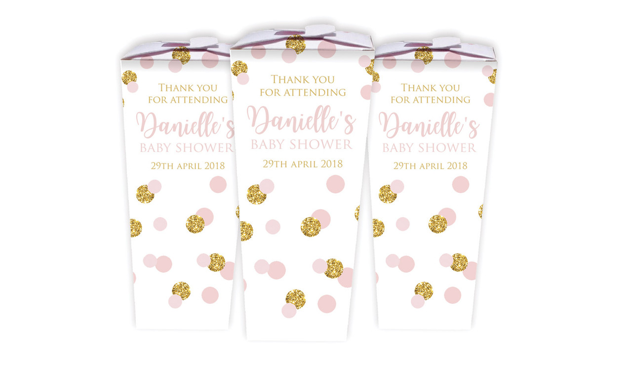 Pink Gold Confetti Baby Shower Personalised Chocaboxes