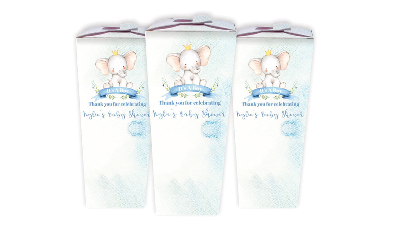 Sitting Elephant Blue Baby Shower Personalised Chocaboxes