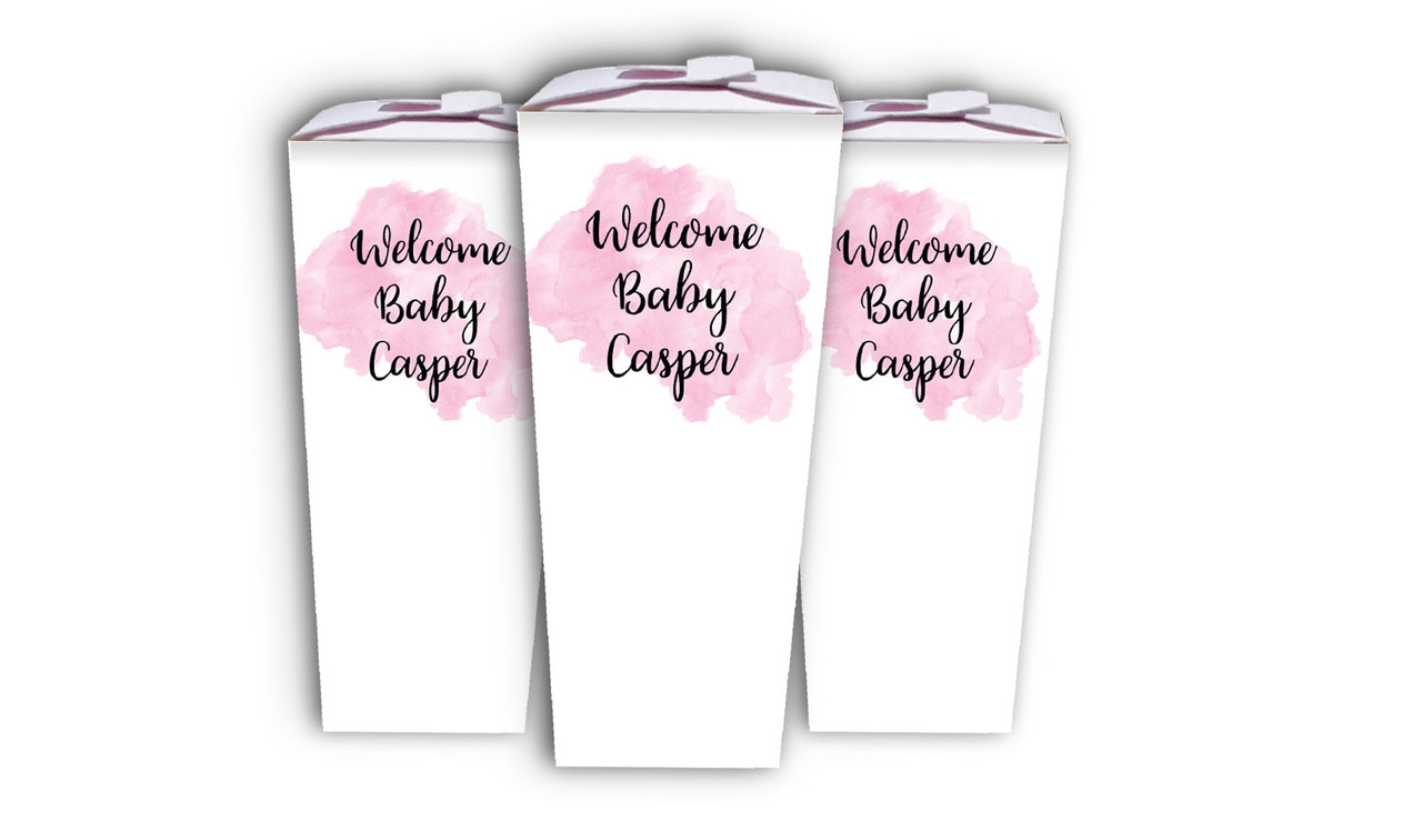 A Splash Of Watercolour Pink Birth Announcement Personalised Chocaboxes