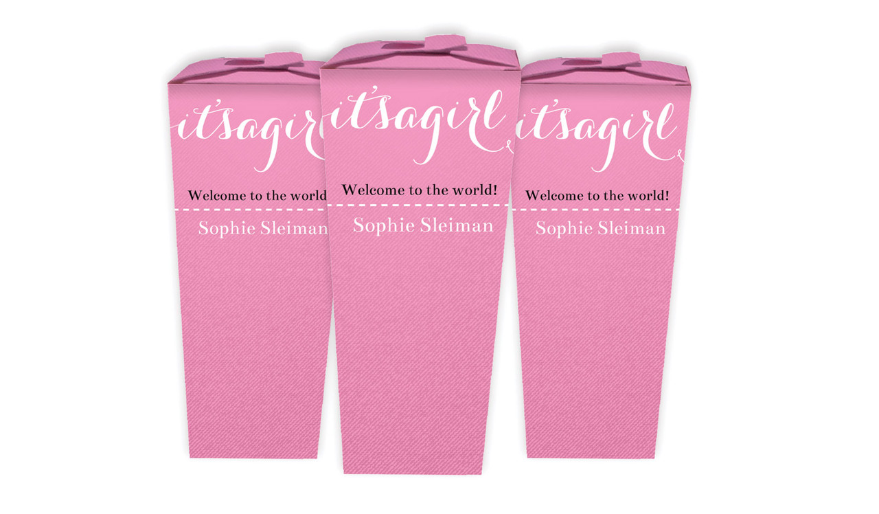 Flowing Words Girls Birth Announcement Personalised Chocaboxes
