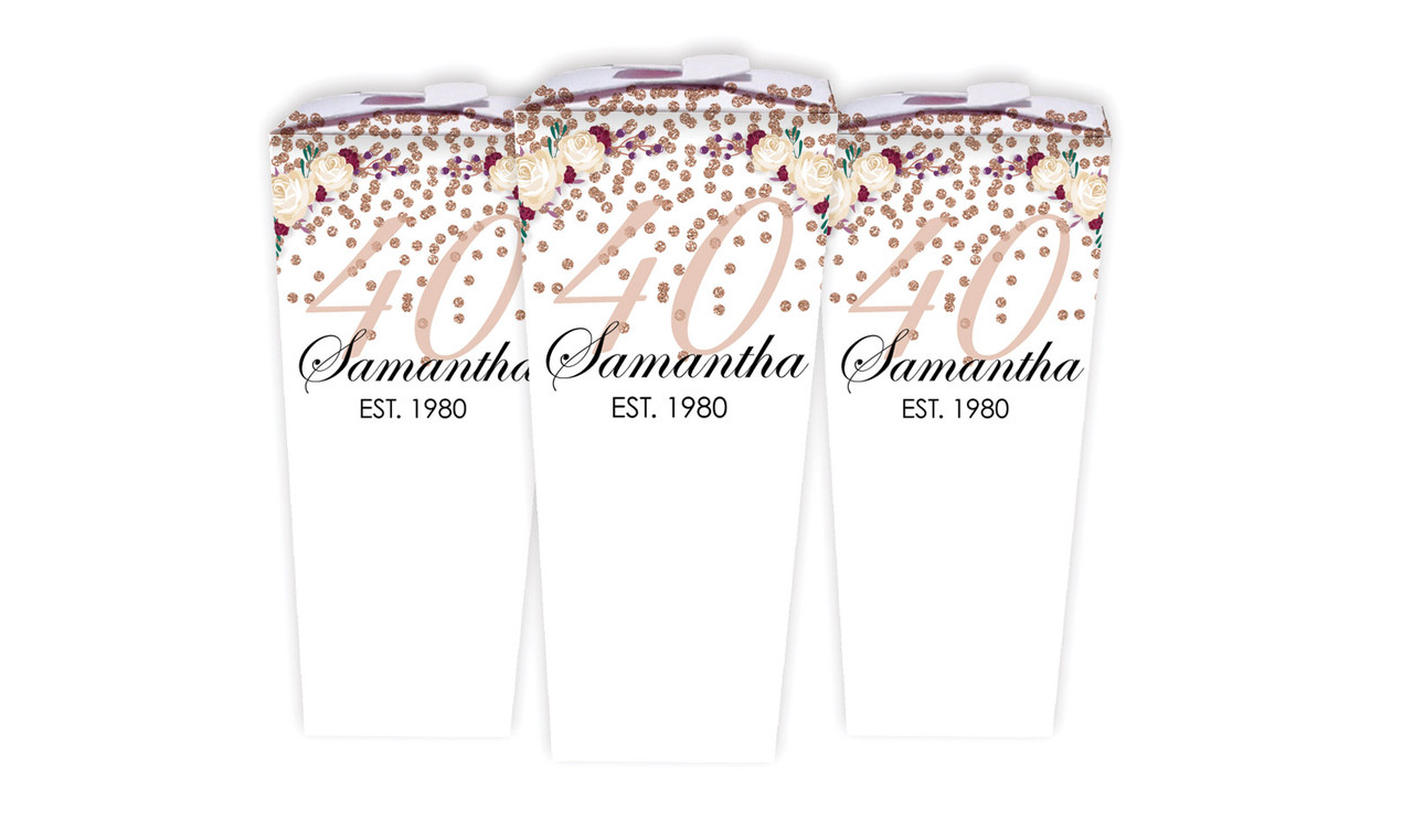 40th Rose Gold Confetti Personalised Chocaboxes