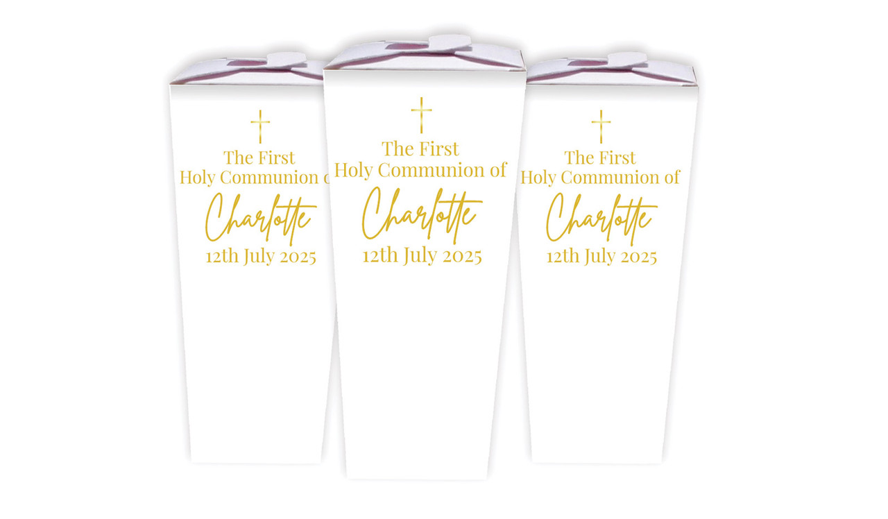 Modern White and Gold Communion Personalised Chocaboxes