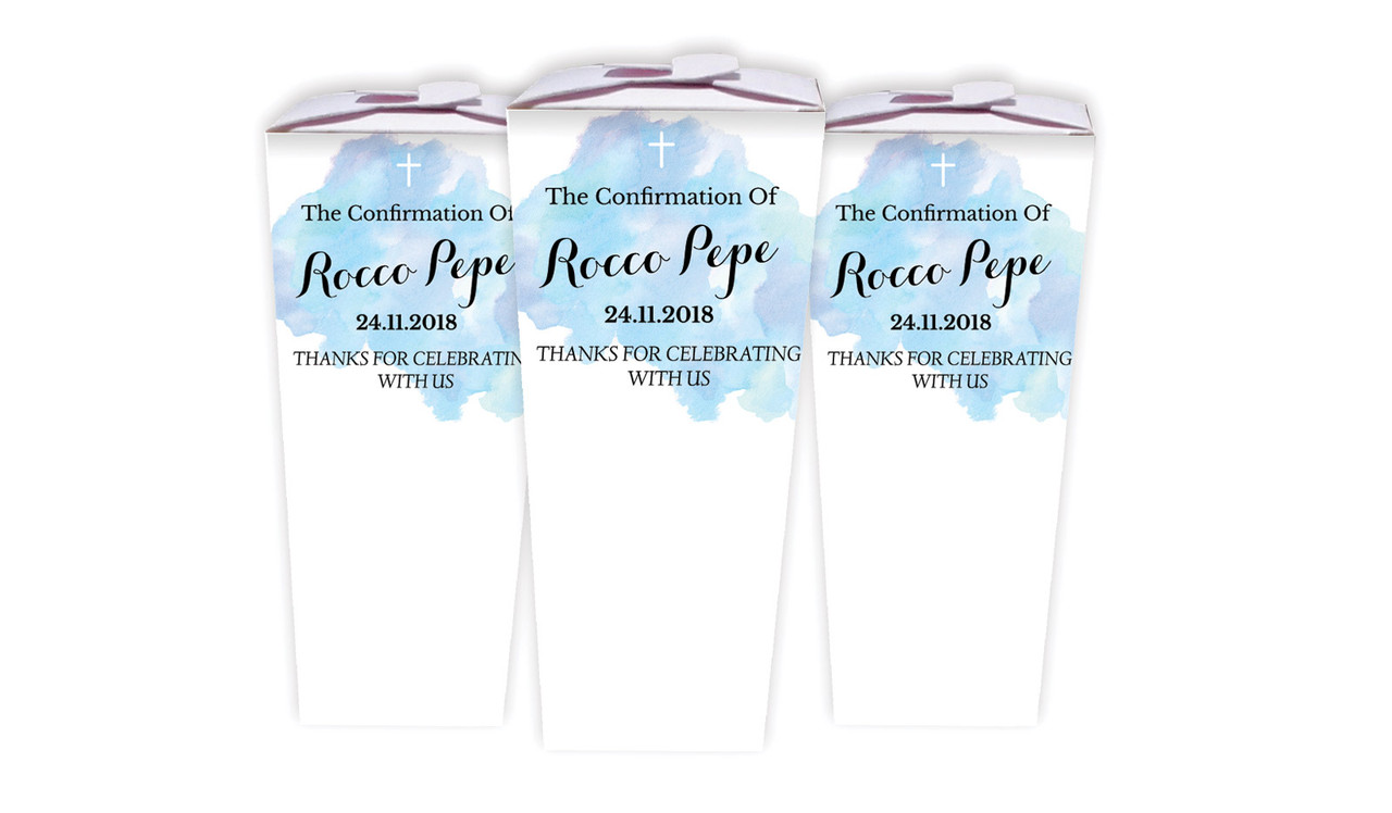 A Splash Of Watercolour Blue Confirmation Personalised Chocaboxes