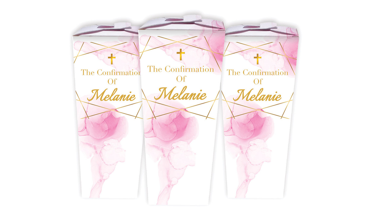 Pink Watercolour with Gold Confirmation Personalised Chocaboxes