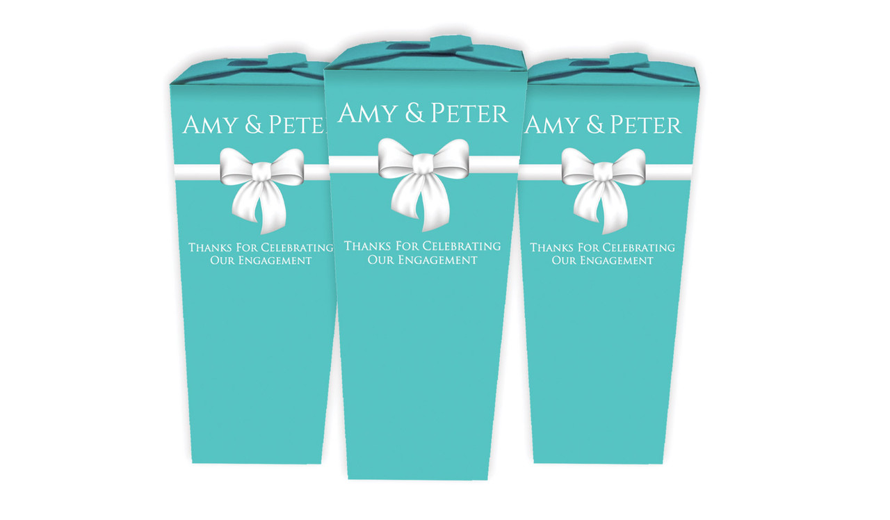 Turquoise Blue Bow Engagement Personalised Chocaboxes
