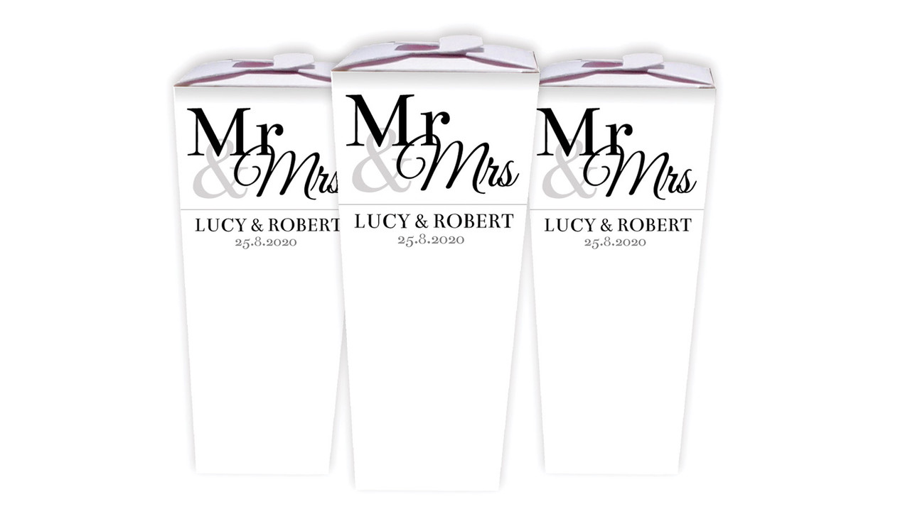 Mr & Mrs Announcement White Wedding Personalised Chocaboxes