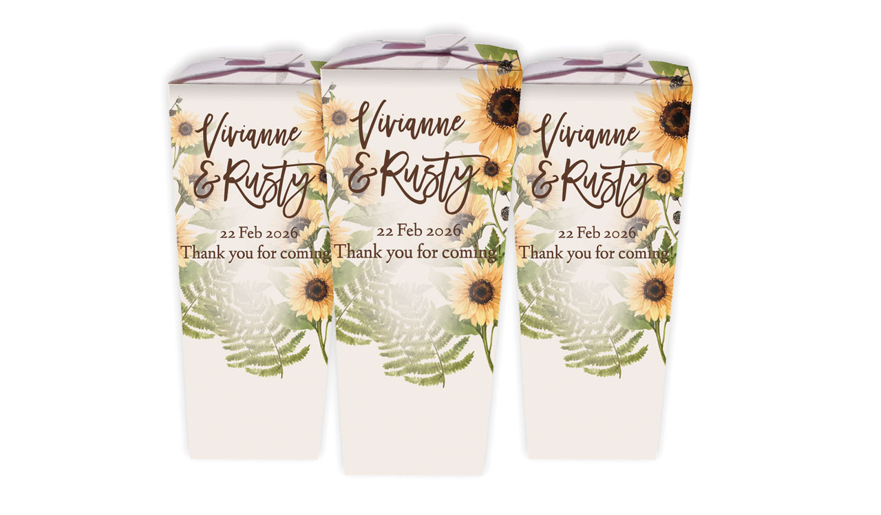 Rustic Sunflower Wedding Personalised Chocaboxes