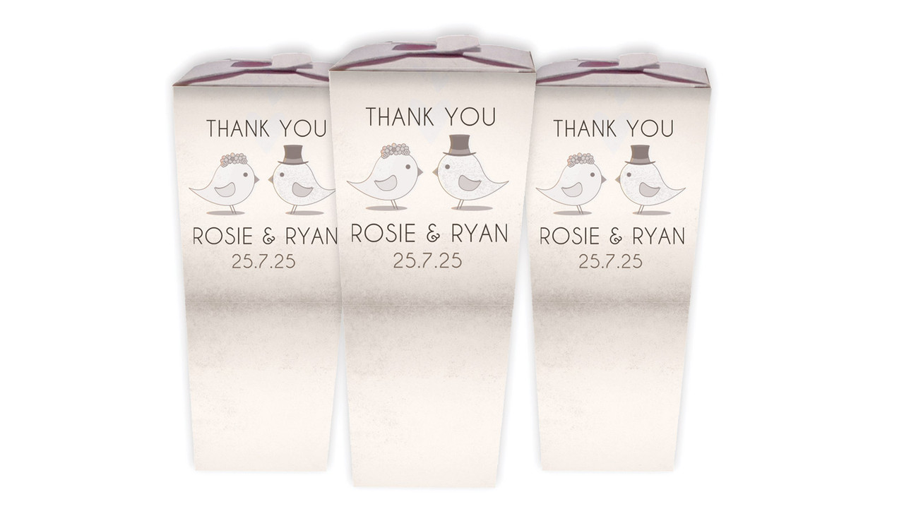 Sepia Love Birds Wedding Personalised Chocaboxes