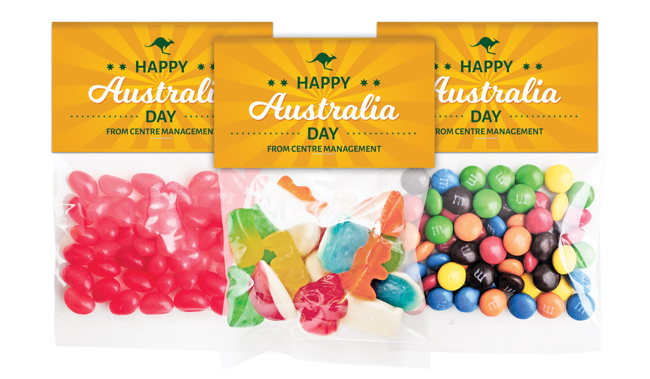 Green & Gold Australia Day Personalised Lolly Bag With Topper