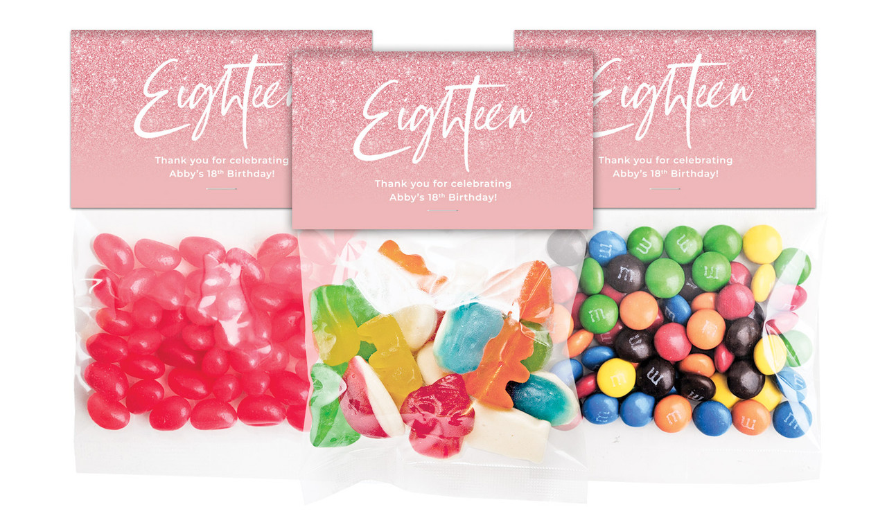 18th Birthday Personalised Lolly Bag With Topper