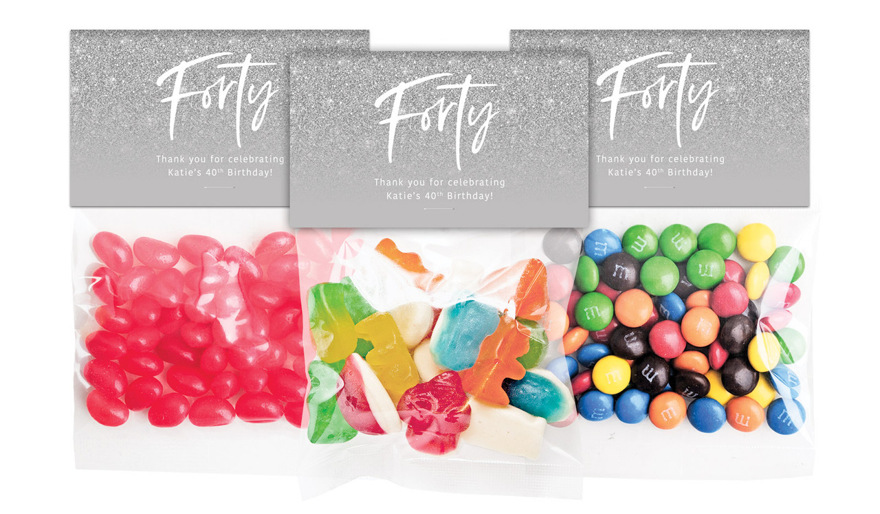 40th Birthday Personalised Lolly Bag With Topper