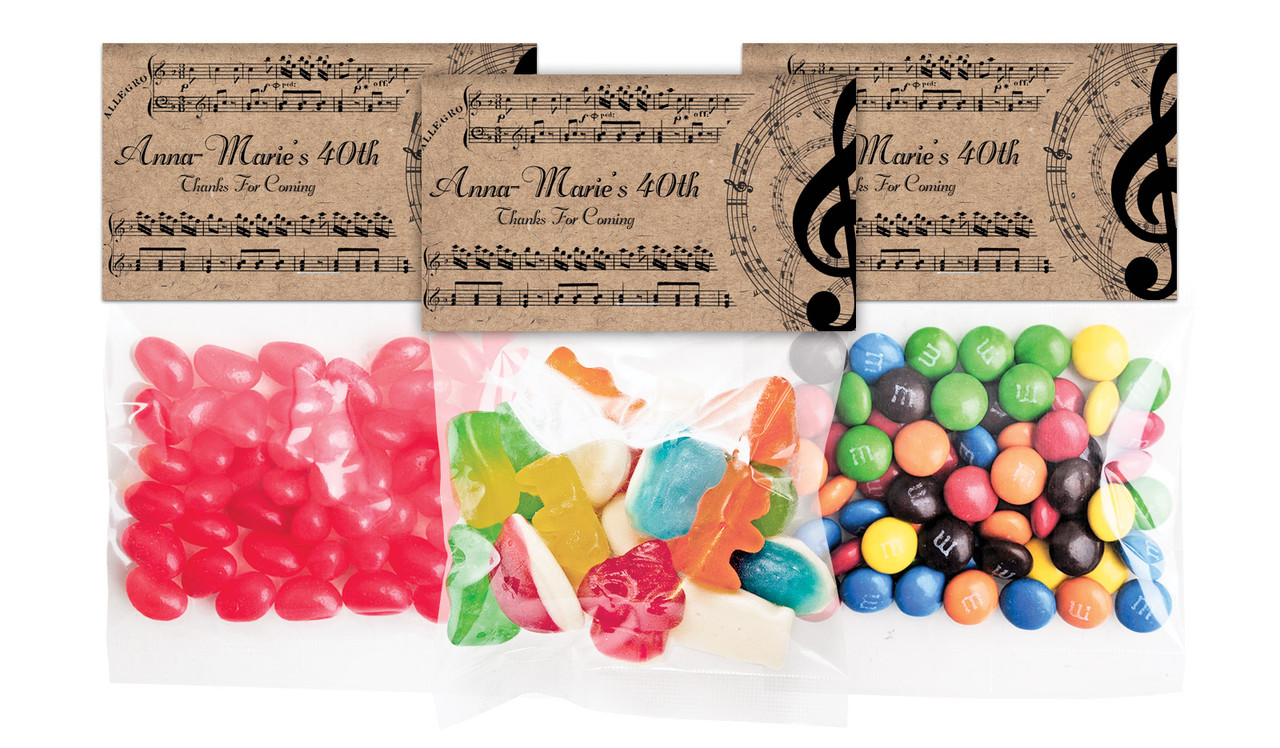 Music Notes Personalised Lolly Bag With Topper