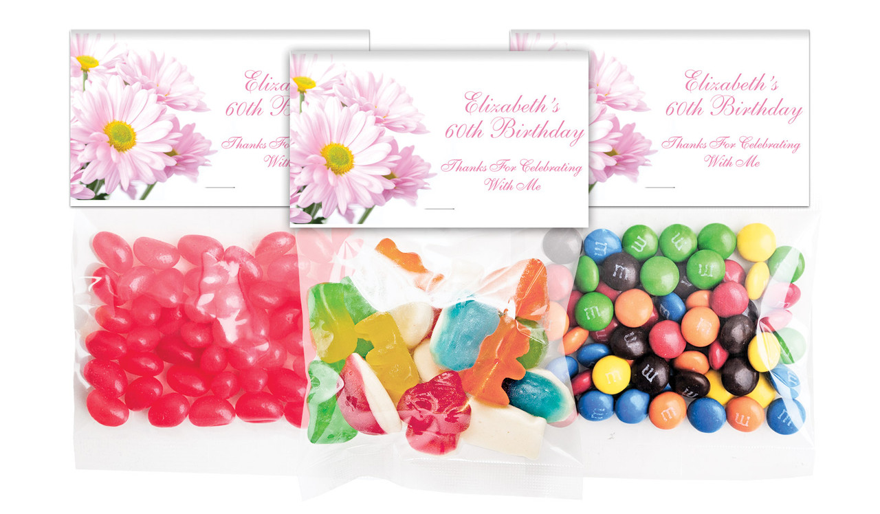 Pink Daisies Personalised Lolly Bag With Topper