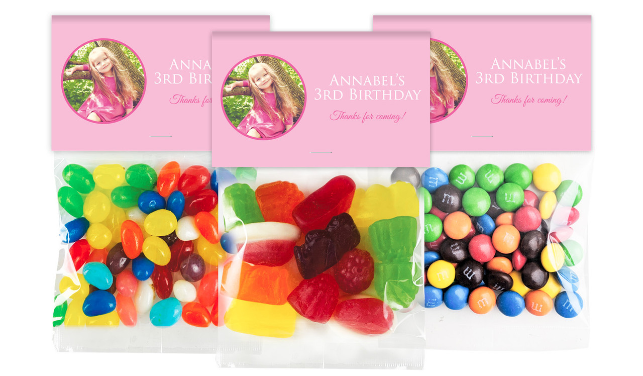 Add A Photo Girls Birthday Personalised Lolly Bag With Topper