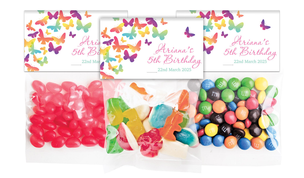 Butterflies Birthday Personalised Lolly Bag With Topper