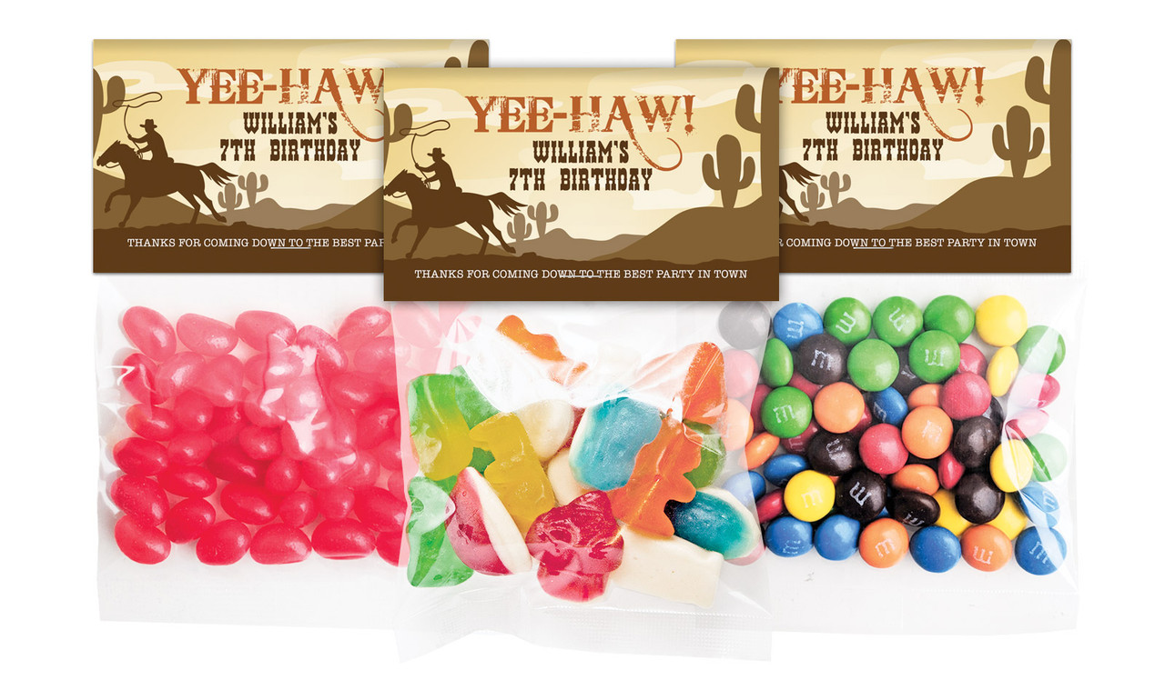 Cowboy Birthday Personalised Lolly Bag With Topper