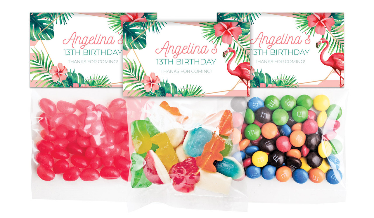 Flamingle Flamingo Birthday Personalised Lolly Bag With Topper