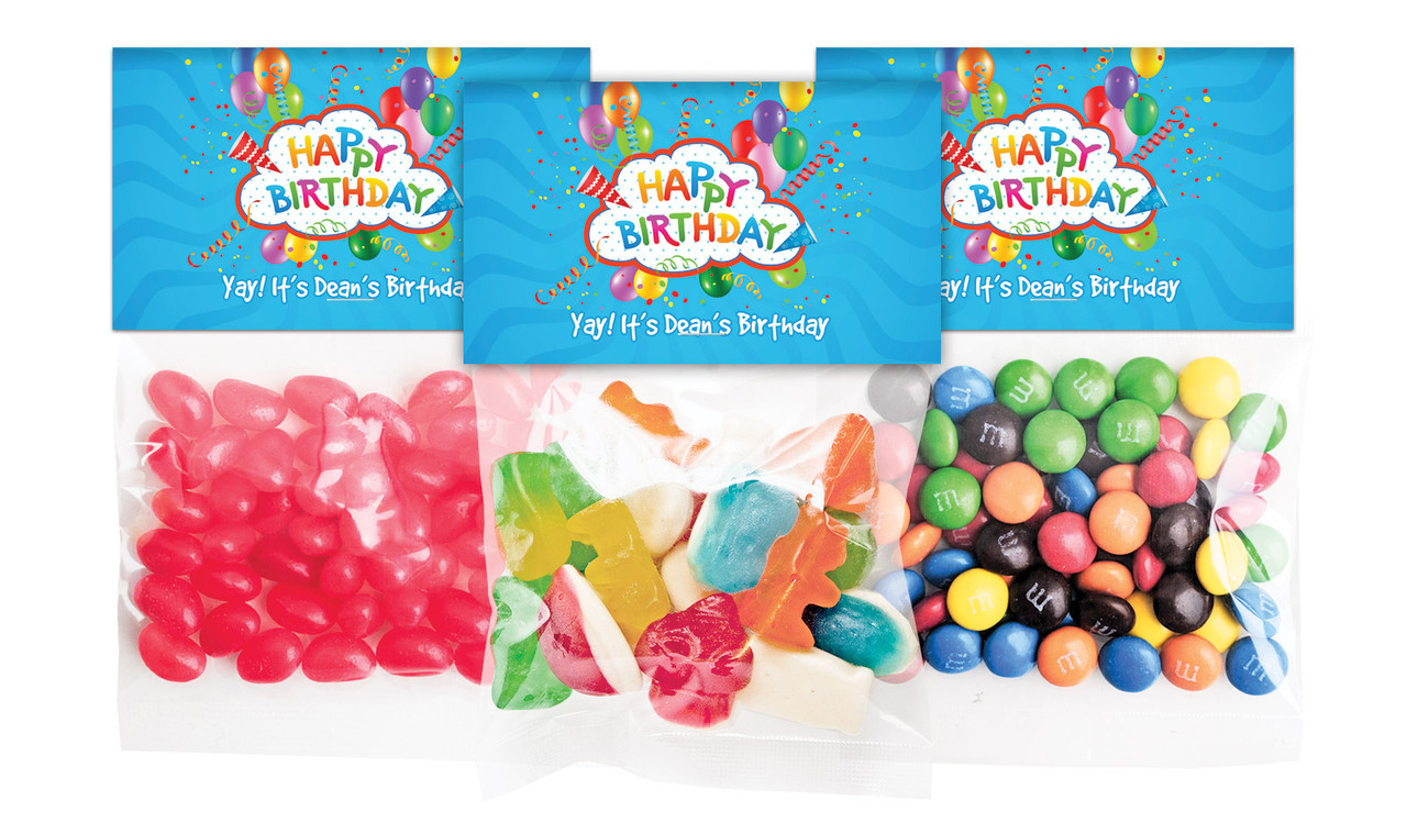 Happy Confetti Birthday Personalised Lolly Bag With Topper